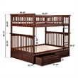 AFI Columbia Twin Over Full Solid Wood Bunk Bed with 2 Storage Drawers in Walnut
