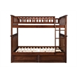 AFI Columbia Full Over Full Storage Wood Bunk Bed in Walnut