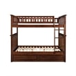AFI Columbia Full Over Full Solid Wood Bunk Bed with Trundle in Walnut