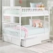 AFI Columbia Full Over Full Solid Wood Bunk Bed with 2 Storage Drawers in White