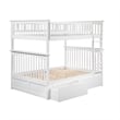 AFI Columbia Full Over Full Solid Wood Bunk Bed with 2 Storage Drawers in White