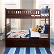AFI Columbia Full Over Full Solid Wood Bunk Bed with 2 Storage Drawers in Walnut