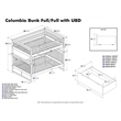 AFI Columbia Full Over Full Solid Wood Bunk Bed with 2 Storage Drawers in Walnut