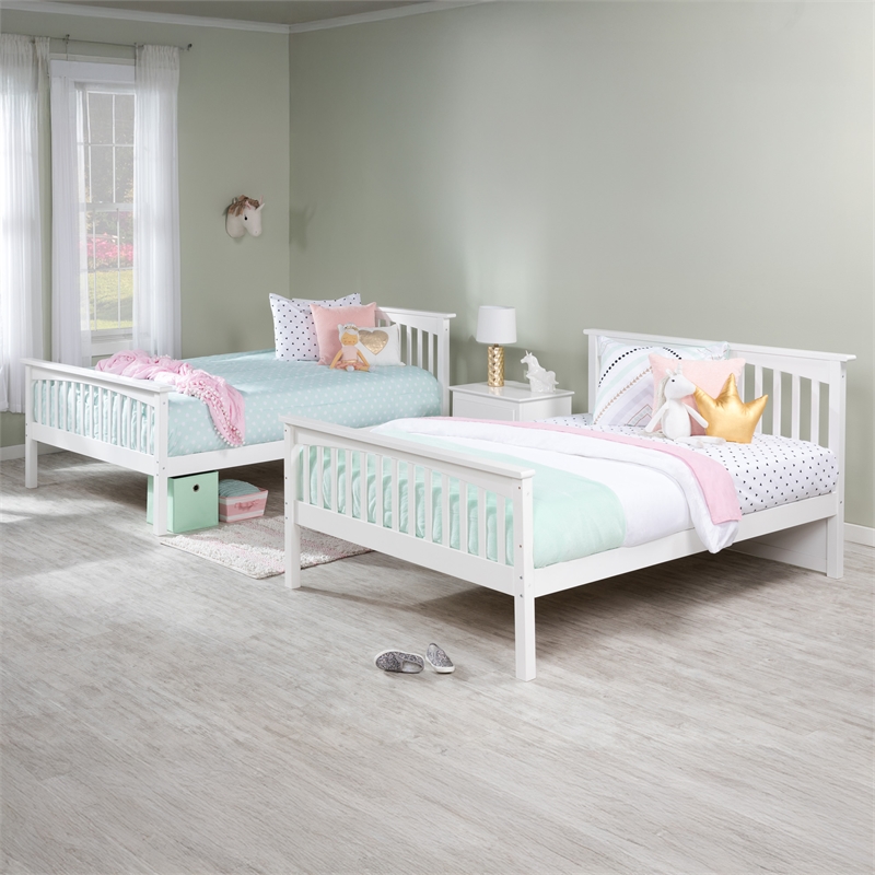 AFI Columbia Full over Full Solid Wood Bunk Bed with Trundle in White