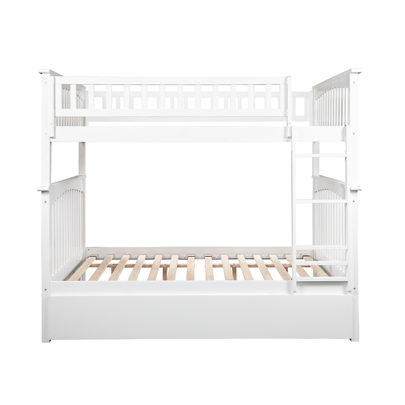 AFI Columbia Full over Full Solid Wood Bunk Bed with Trundle in White