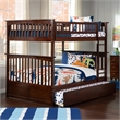 AFI Columbia Full over Full Solid Wood Bunk Bed with Trundle in Walnut