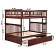 AFI Columbia Full over Full Solid Wood Bunk Bed with Trundle in Walnut