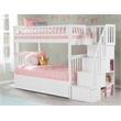 AFI Columbia Twin Over Twin Solid Wood Staircase Trundle Bunk Bed in White