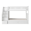 AFI Columbia Twin Over Twin Solid Wood Staircase Trundle Bunk Bed in White