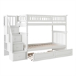 AFI Columbia Twin Over Twin Solid Wood Staircase Trundle Bunk Bed in White