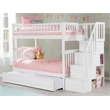 AFI Columbia Twin Over Twin Solid Wood Staircase Trundle Bunk Bed in White