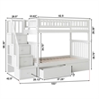 AFI Columbia Twin Over Twin Solid Wood Staircase Storage Bunk Bed in White