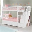 AFI Columbia Twin Over Twin Solid Wood Staircase Storage Bunk Bed in White