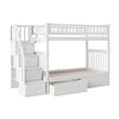 AFI Columbia Twin Over Twin Solid Wood Staircase Storage Bunk Bed in White