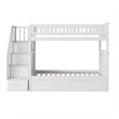 AFI Columbia Twin Over Twin Solid Wood Staircase Storage Bunk Bed in White
