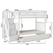 AFI Columbia Twin over Twin Solid Wood Staircase Bunk Bed with Trundle in White