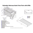 AFI Columbia Twin over Twin Solid Wood Staircase Bunk Bed with Trundle in White