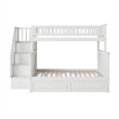 AFI Columbia Twin Over Full Wood Staircase Trundle Bunk Bed in White
