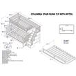 AFI Columbia Twin Over Full Wood Staircase Trundle Bunk Bed in White