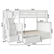 AFI Columbia Twin Over Full Solid Wood Staircase Storage Bunk Bed in White