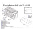 AFI Columbia Twin Over Full Solid Wood Staircase Storage Bunk Bed in White
