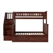 AFI Columbia Twin Over Full Solid Wood Staircase Storage Bunk Bed in Walnut