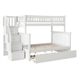 AFI Columbia Twin Over Full Wood Staircase Trundle Bunk Bed in White