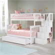 AFI Columbia Twin Over Full Wood Staircase Trundle Bunk Bed in White