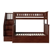 AFI Columbia Twin Over Full Wood Staircase Trundle Bunk Bed in Walnut