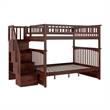 AFI Columbia Full Over Full Solid Wood Staircase Bunk Bed in Walnut