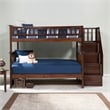 AFI Columbia Full Over Full Solid Wood Staircase Bunk Bed in Walnut