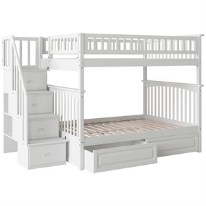 atlantic furniture columbia staircase storage bunk bed in white