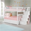 AFI Columbia Full Over Full Solid Wood Staircase Storage Bunk Bed in White