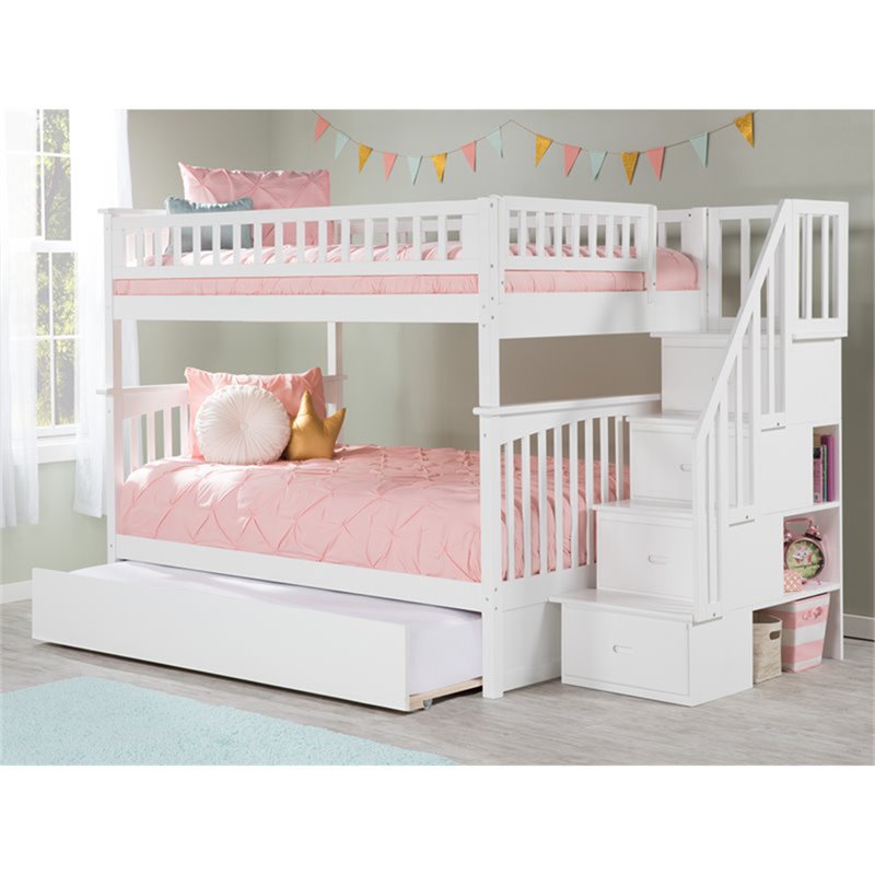 Atlantic Furniture Columbia Full Over Full Staircase Trundle Bunk Bed