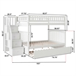 AFI Columbia Full Over Full Wood Staircase Trundle Bunk Bed in White