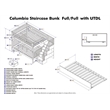 AFI Columbia Full Over Full Wood Staircase Trundle Bunk Bed in White