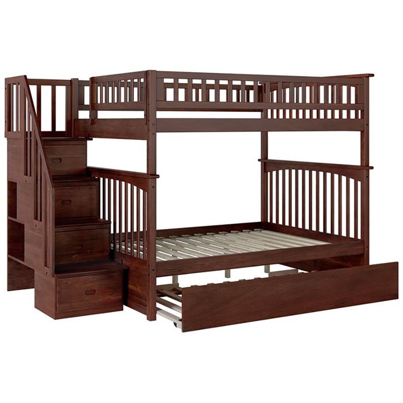 Atlantic Furniture Columbia Full Over Full Staircase Trundle Bunk