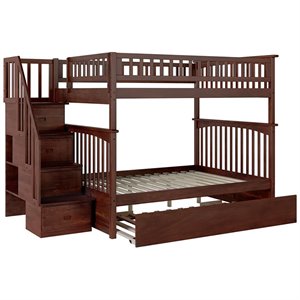 atlantic furniture columbia urban staircase trundle bunk bed in walnut