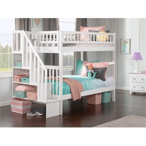 afi woodland staircase bunk bed in white