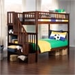 AFI Woodland Twin Over Twin Solid Wood Staircase Bunk Bed in Walnut