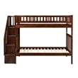 AFI Woodland Twin Over Twin Solid Wood Staircase Bunk Bed in Walnut