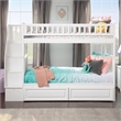AFI Woodland Twin Over Twin Staircase Storage Wood Bunk Bed in White