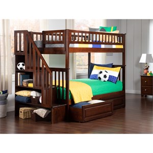 afi woodland staircase storage bunk bed in walnut