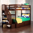 AFI Woodland Twin Over Twin Staircase Storage Wood Bunk Bed in Walnut