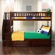 AFI Woodland Twin Over Twin Staircase Storage Wood Bunk Bed in Walnut
