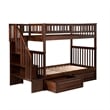 AFI Woodland Twin Over Twin Staircase Storage Wood Bunk Bed in Walnut