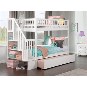 afi woodland urban staircase trundle bunk bed in white