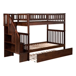 afi woodland urban staircase trundle bunk bed in walnut