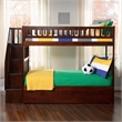 AFI Woodland Twin Over Twin Staircase Trundle Wood Bunk Bed in Walnut