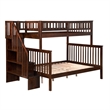 AFI Woodland Twin Over Full Solid Wood Staircase Bunk Bed in Walnut
